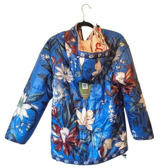Farm Rio Women's Cashew Mandala Reversible Belted Floral Puffer Jacket SZ S NWT - Picture 6 of 13